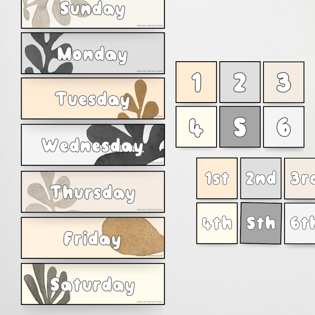 Matisse: Flip Calendar - Neutral Classroom Decor - Teacher Resources & Classroom Decor