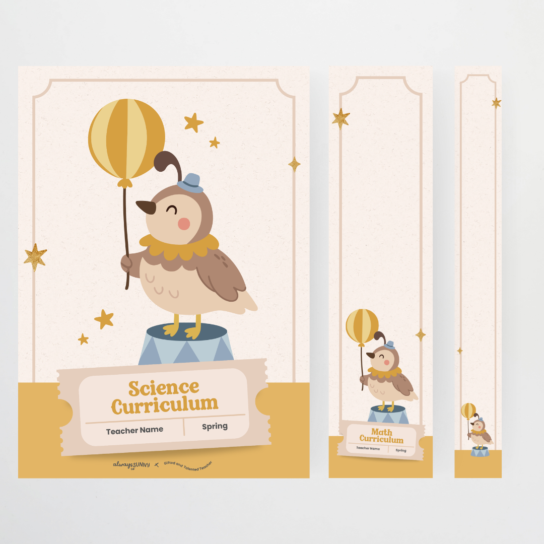 Binder Covers Circus Animals - Little Circus Classroom Decor