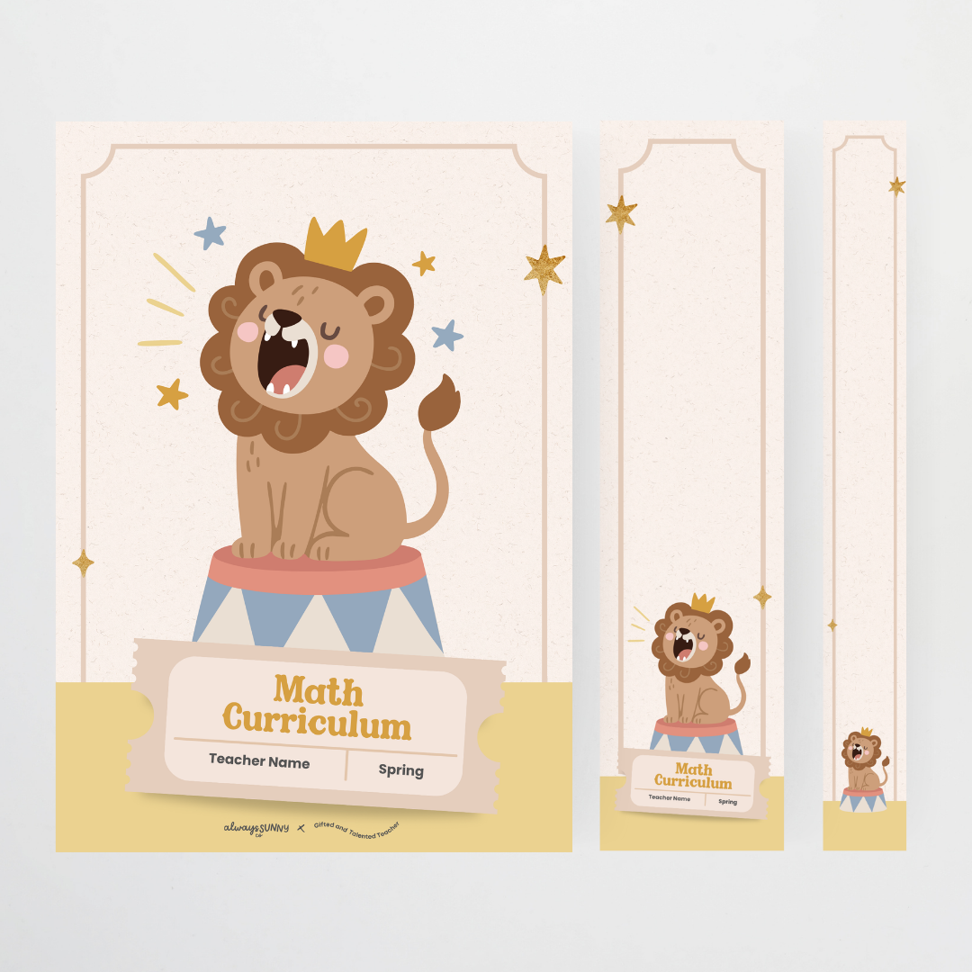 Binder Covers Circus Animals - Little Circus Classroom Decor