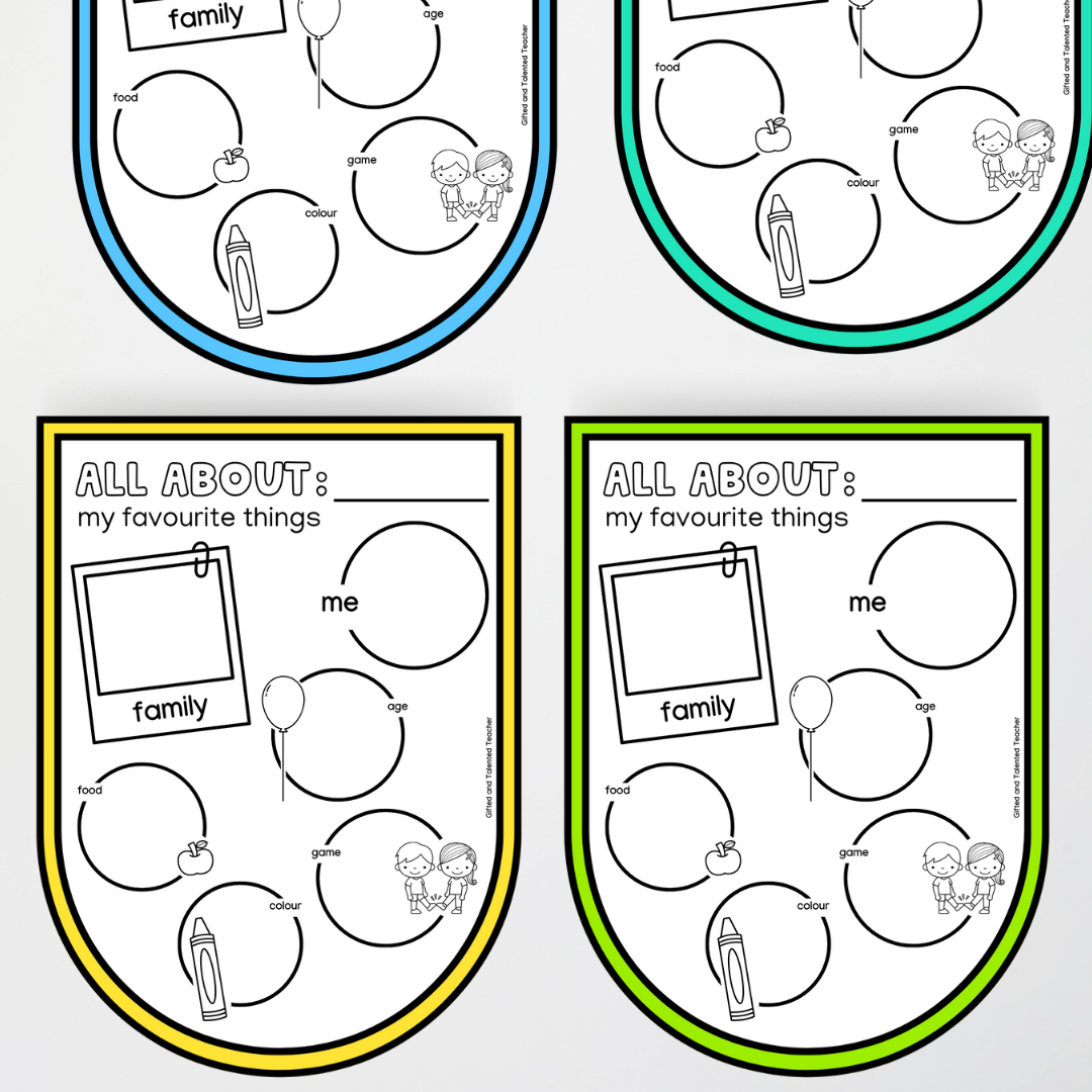 Back to School - All About Me: Slides and Curved Bunting Activity - Lower Grades - Teacher Resources & Classroom Decor