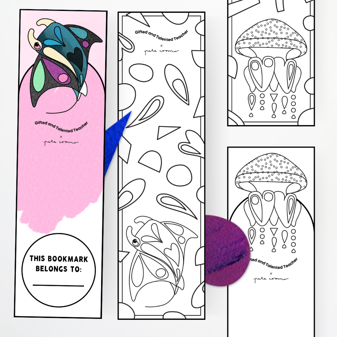 Pete Cromer: Line Art Bookmarks - Sea Life Classroom Decor - Teacher Resources & Classroom Decor
