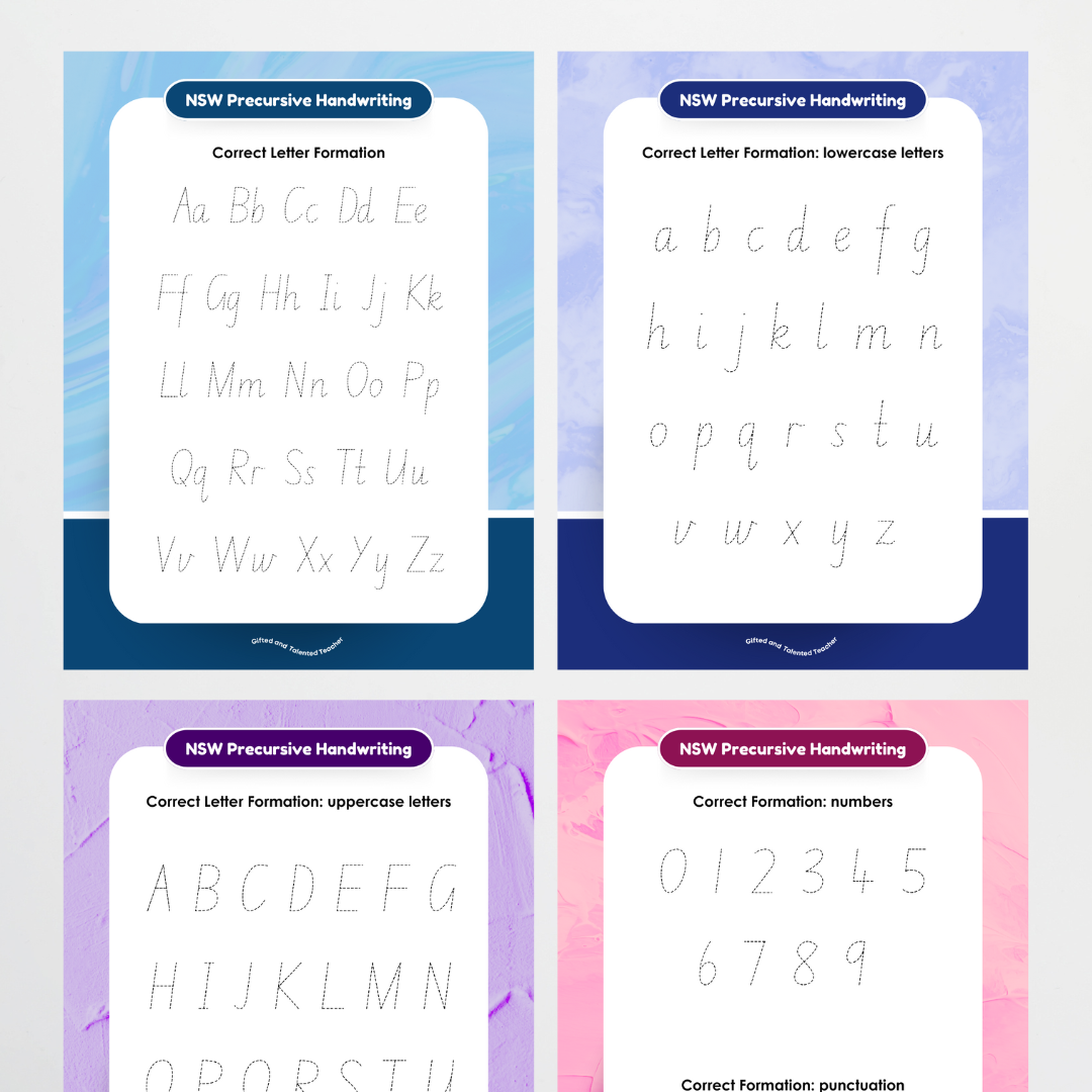 New South Wales Precursive Handwriting Tracing Mats - Rainbow - Teacher Resources & Classroom Decor