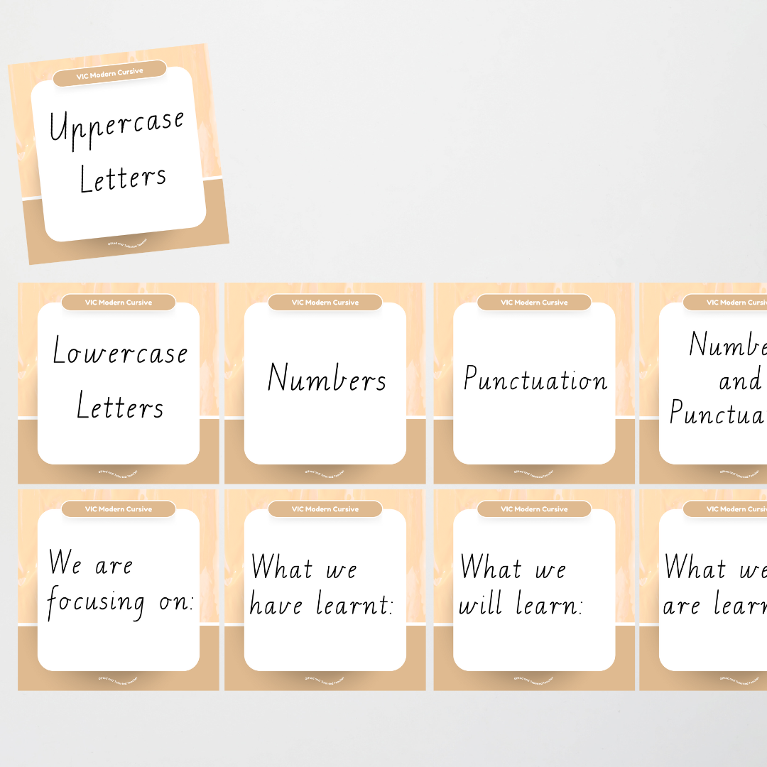 Victorian Modern Cursive Font: Sky, Grass, Soil Handwriting Posters - Neutral - Teacher Resources & Classroom Decor