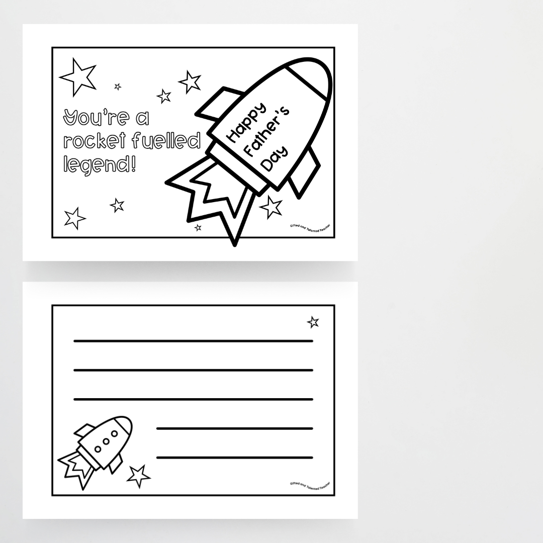 Space-Themed Father's Day Cards for the Classroom
