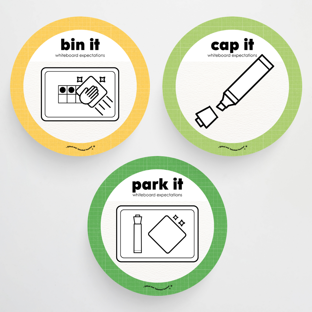 Mini Whiteboard Expectations, Prompts and Cues: Circle Icons - Back To School Classroom Decor