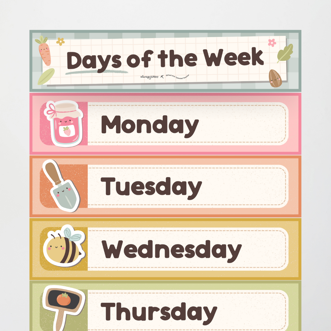 Days of the Week - Farmers Market Classroom Decor - Teacher Resources & Classroom Decor
