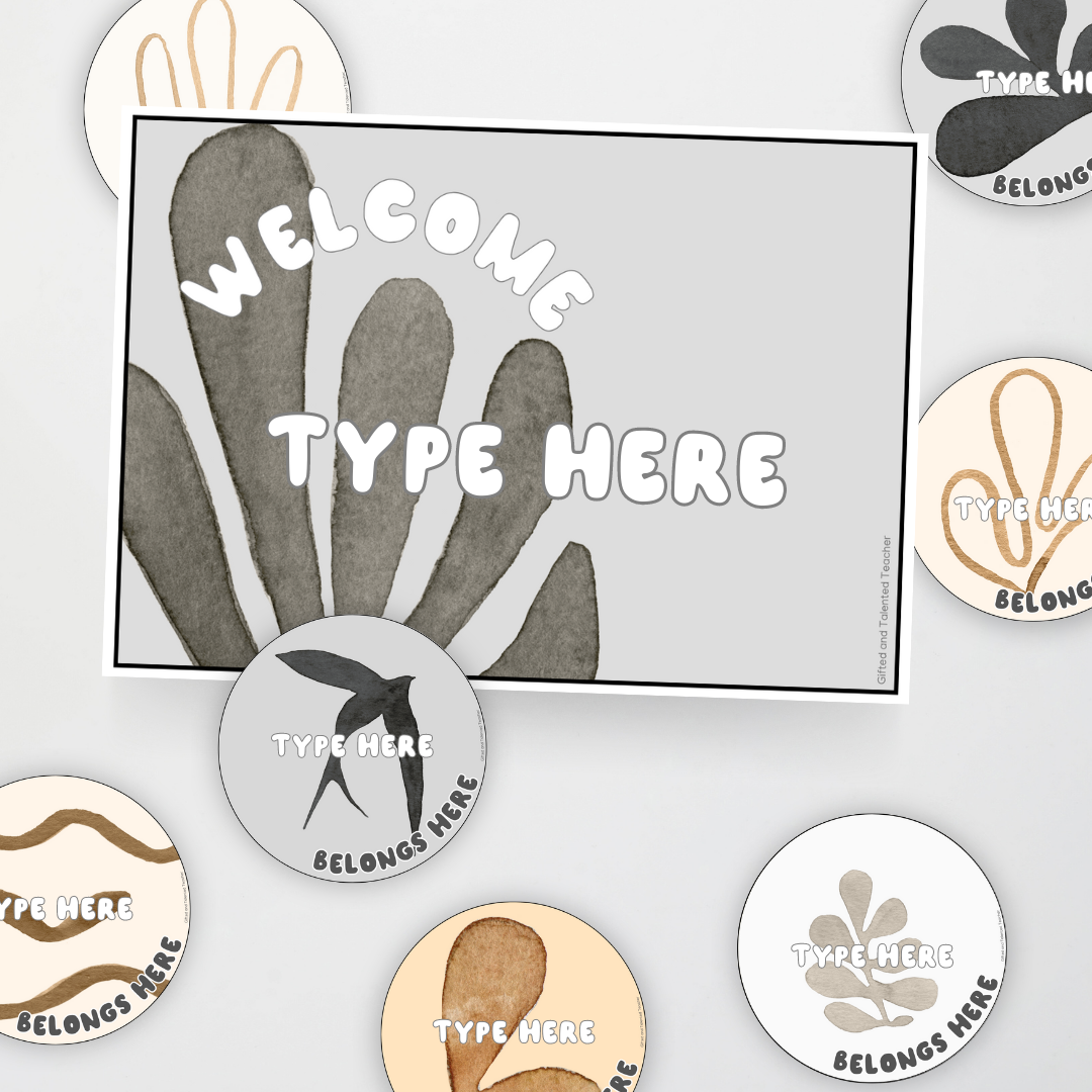 Matisse: Welcome Door Display - Neutral Classroom Decor - Teacher Resources & Classroom Decor
