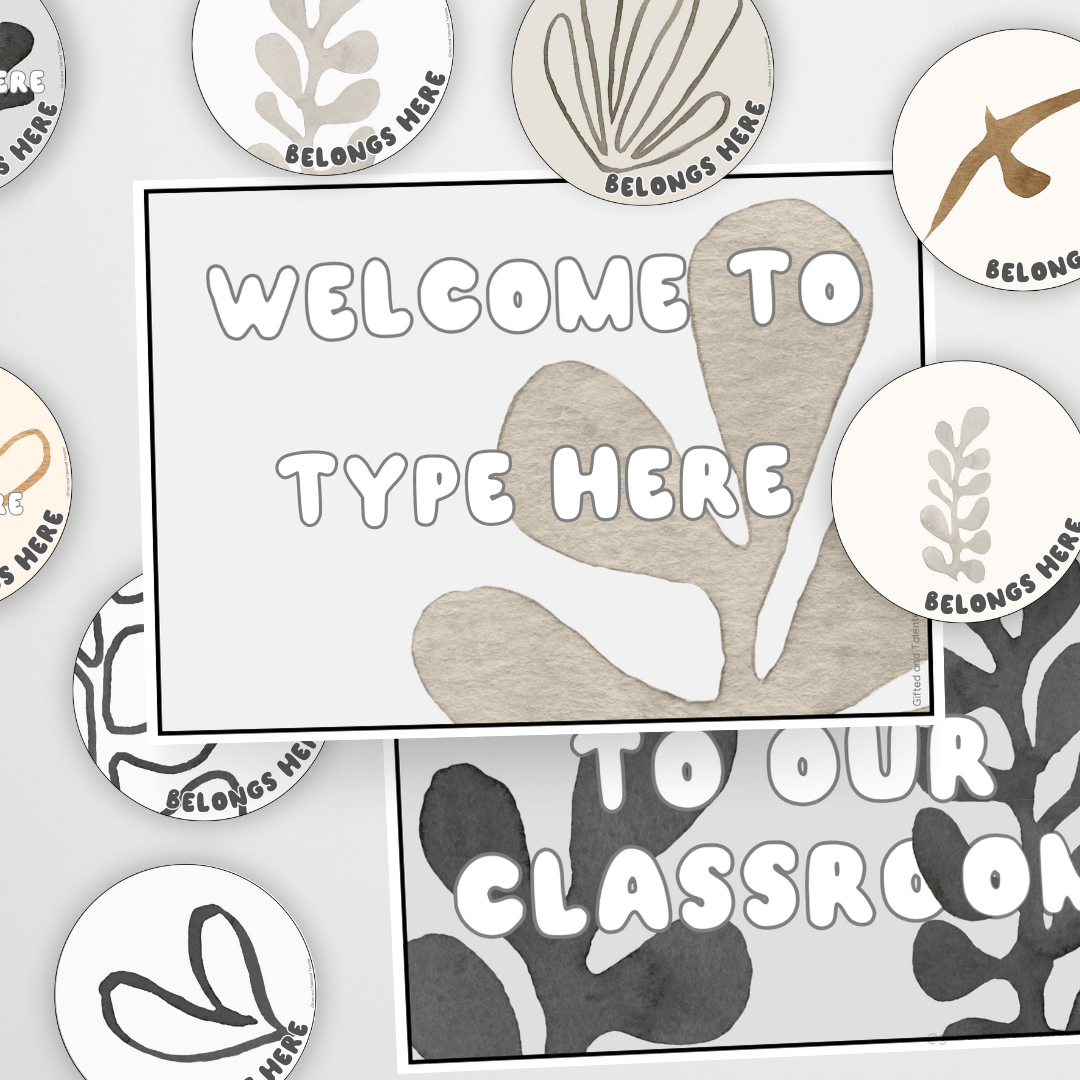 Matisse: Welcome Door Display - Neutral Classroom Decor - Teacher Resources & Classroom Decor