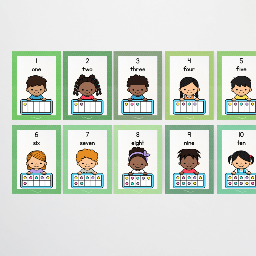 Ten Frames Posters - Place Value Posters: Numbers 0-20 Leafy Greens Classroom Decor