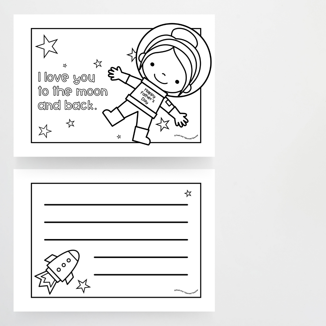 Space-Themed Father's Day Cards for the Classroom