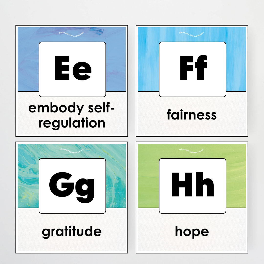 A-Z Character Strengths - Sea Life Classroom Decor