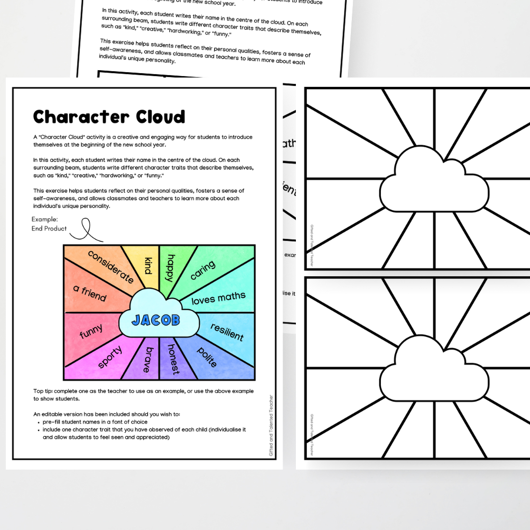 Back to School - All About Me: Character Cloud - Teacher Resources & Classroom Decor