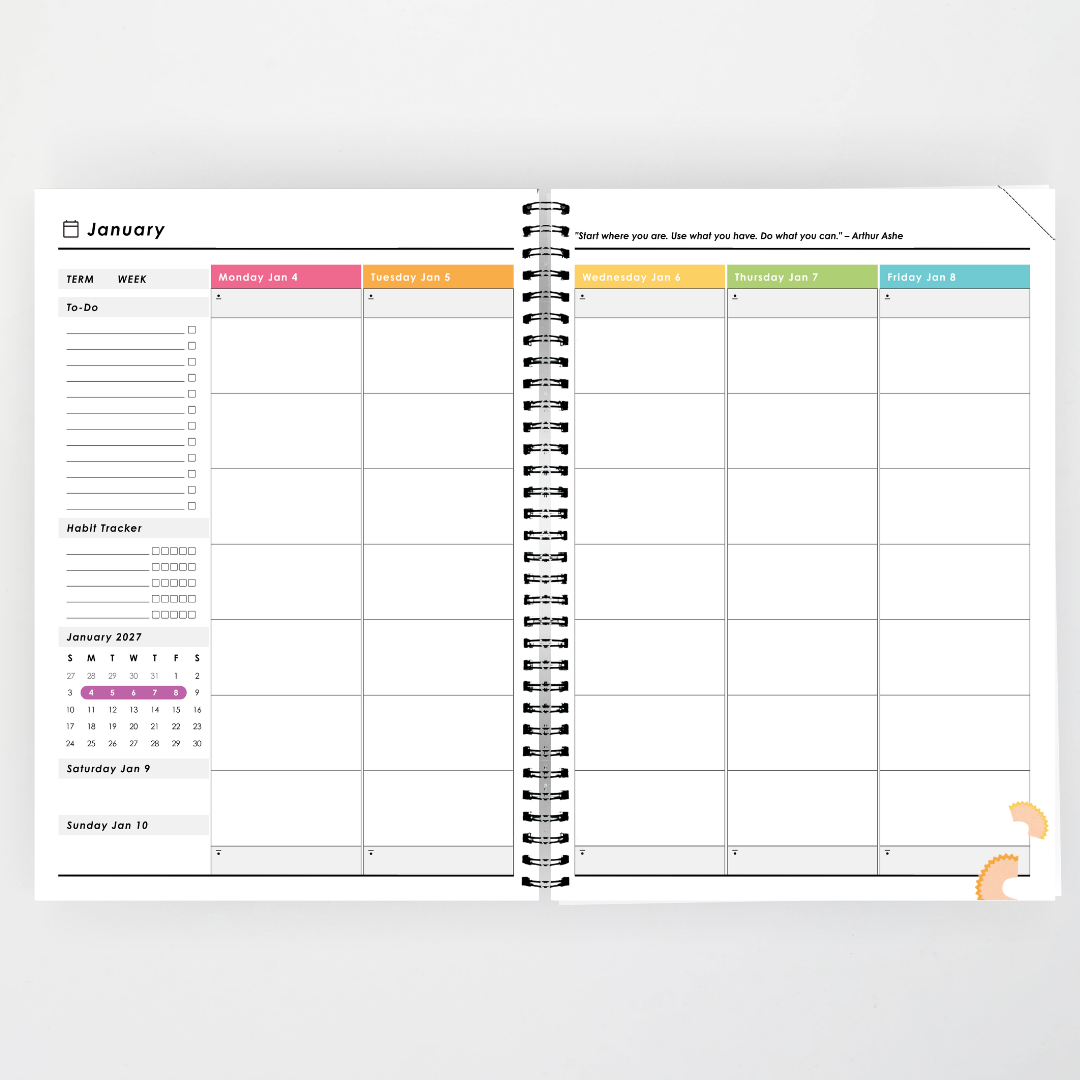 x Philip Bunting 2027 Weekly Teacher Planner: Pencil - Back to School Classroom Decor
