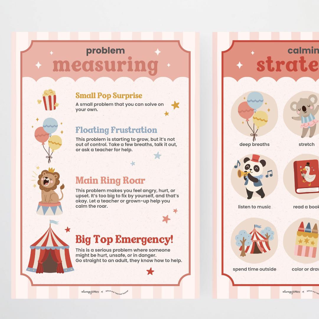 Calm Corner Poster Set - Little Circus Classroom Decor