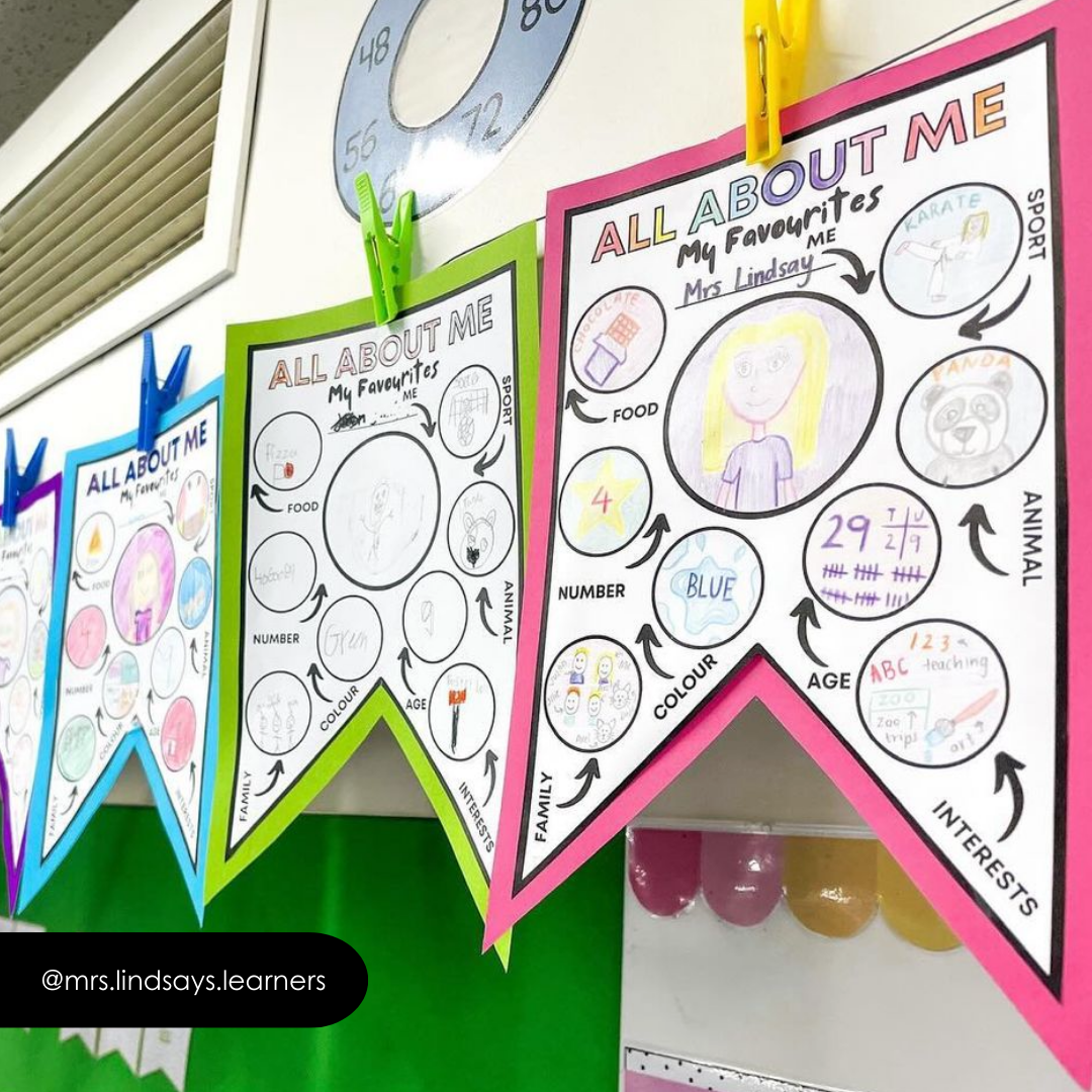 Back to School - All About Me: Slides and Bunting Activity - Upper Grades - Teacher Resources & Classroom Decor