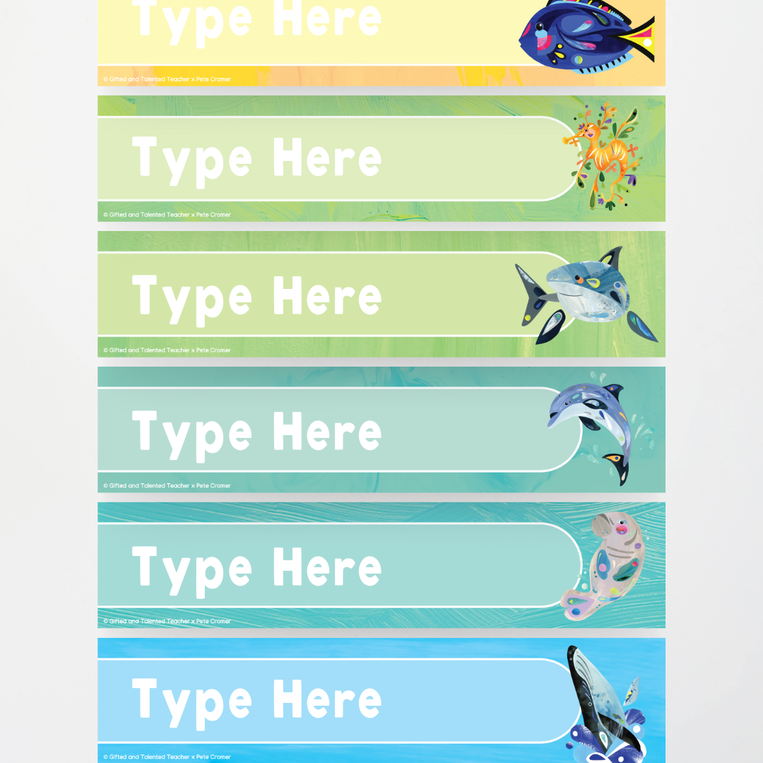 Pete Cromer: Rectangle Labels - Sea Life Collection