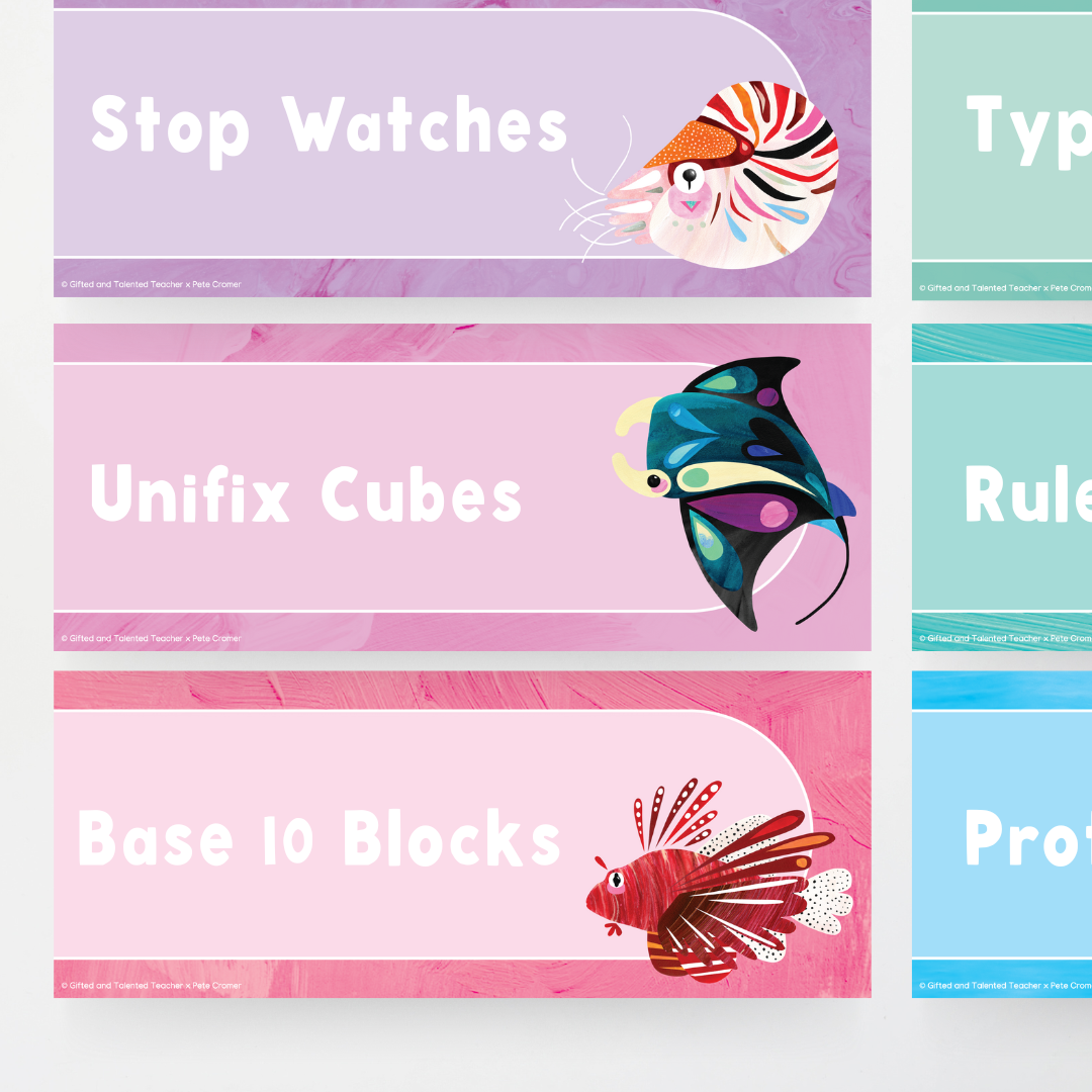 Pete Cromer: Rectangle Labels - Sea Life Collection