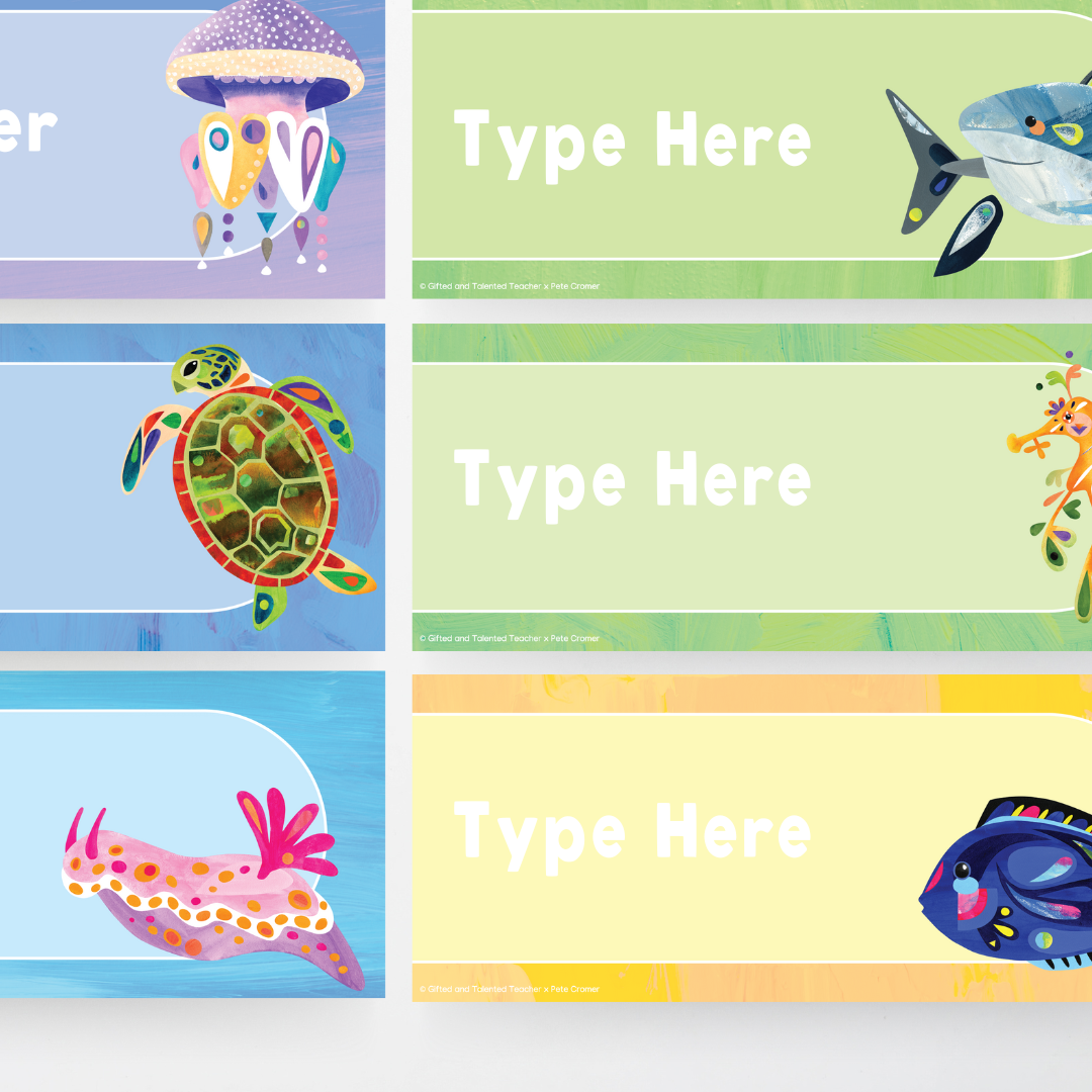 Pete Cromer: Rectangle Labels - Sea Life Collection