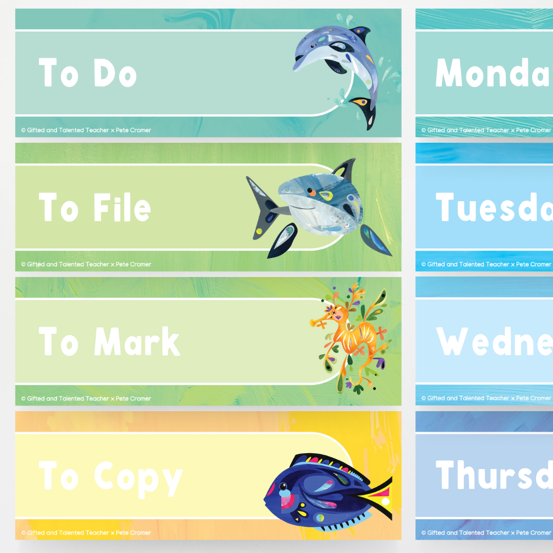Pete Cromer: Rectangle Labels - Sea Life Collection