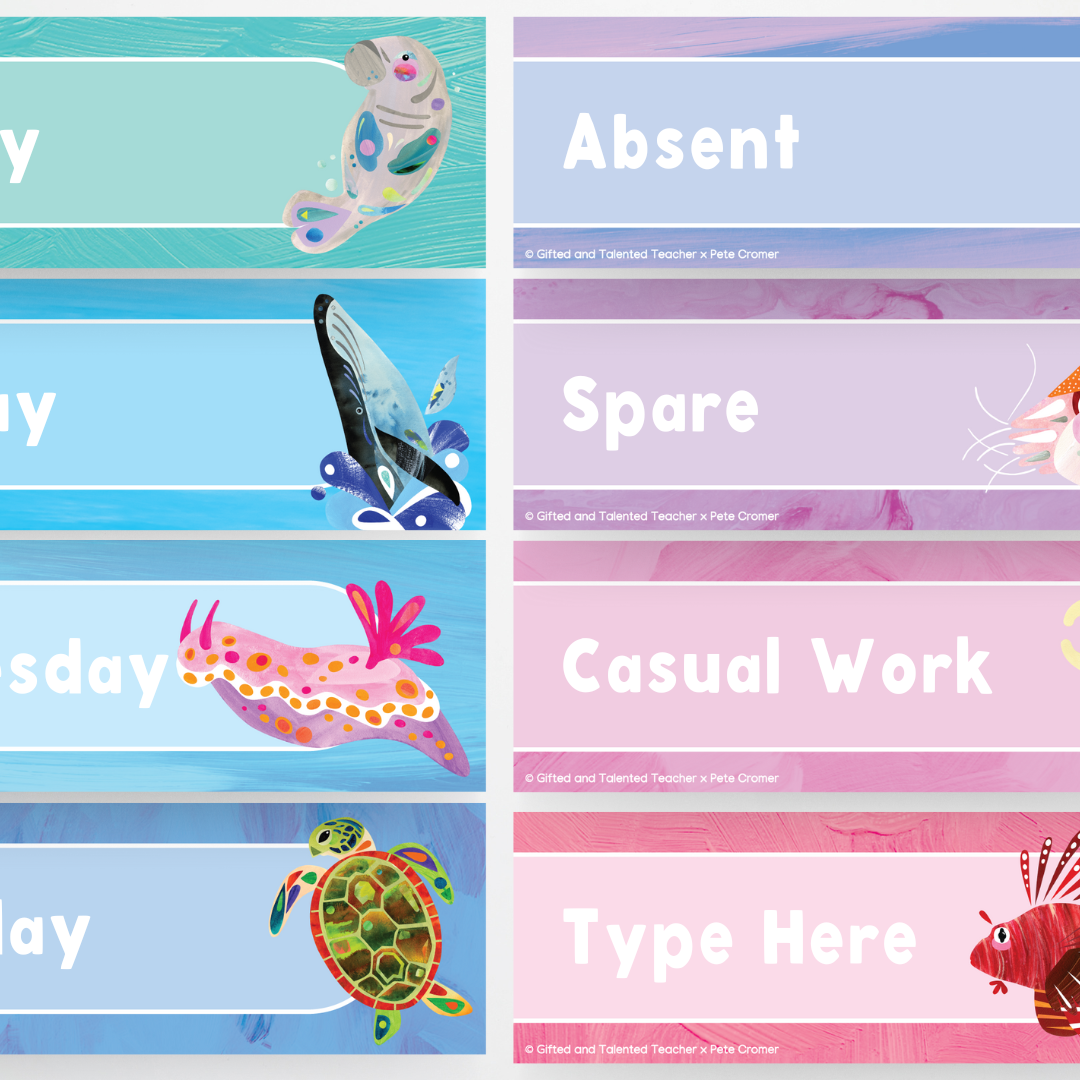Pete Cromer: Rectangle Labels - Sea Life Collection