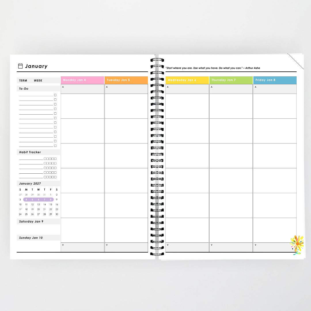 x Pete Cromer 2027 Weekly Teacher Planner: Bush Daisy - Australian Fauna and Flora Classroom Decor