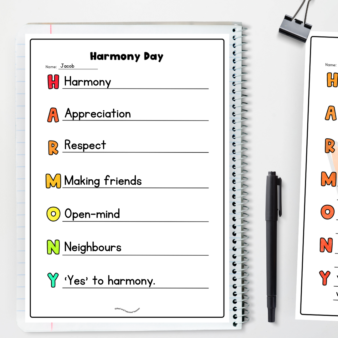 Harmony Day and Harmony Week: Acrostic Poem (Templates and Slides) - Teacher Resources & Classroom Decor