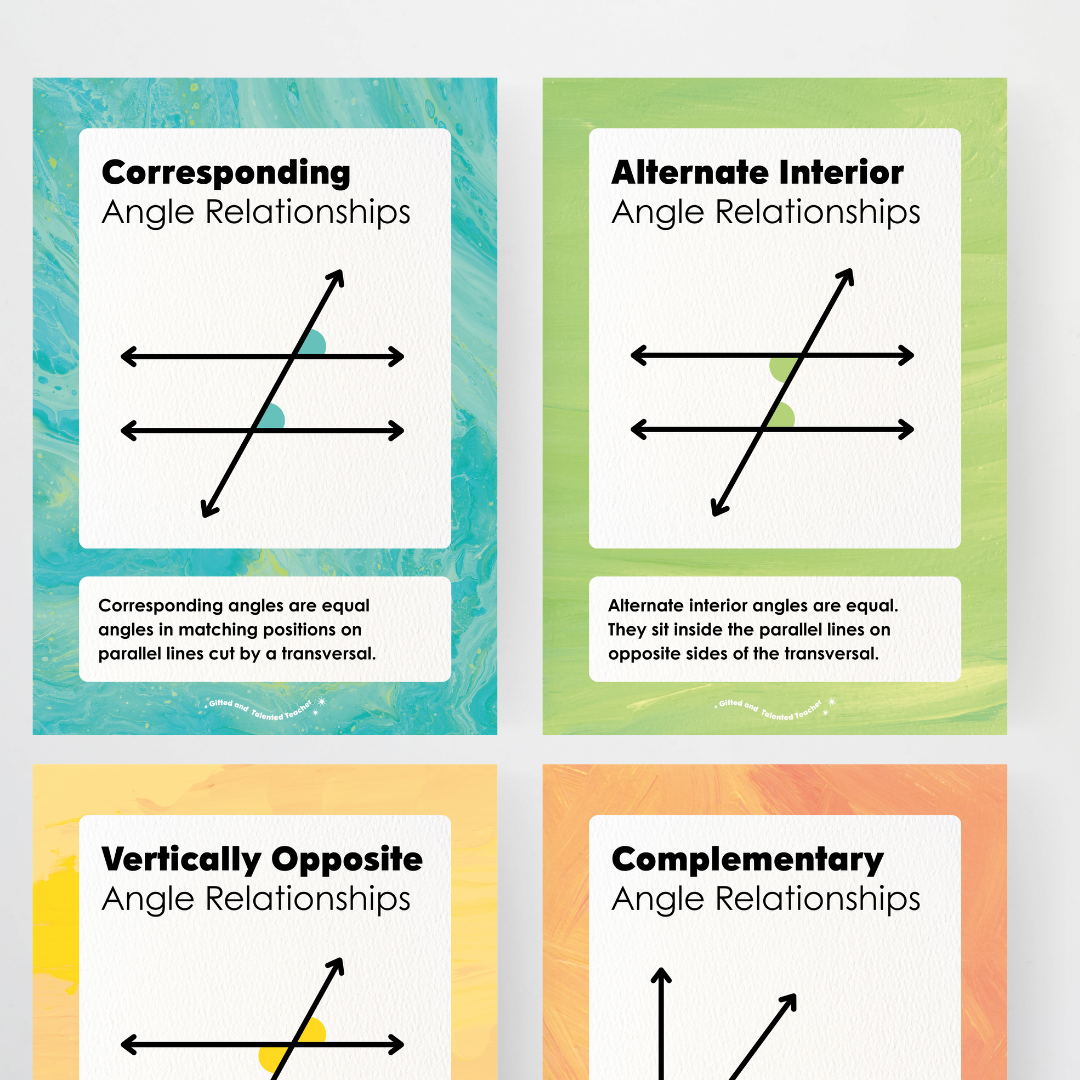 Angle Relationships Posters - Sea Life Classroom Decor