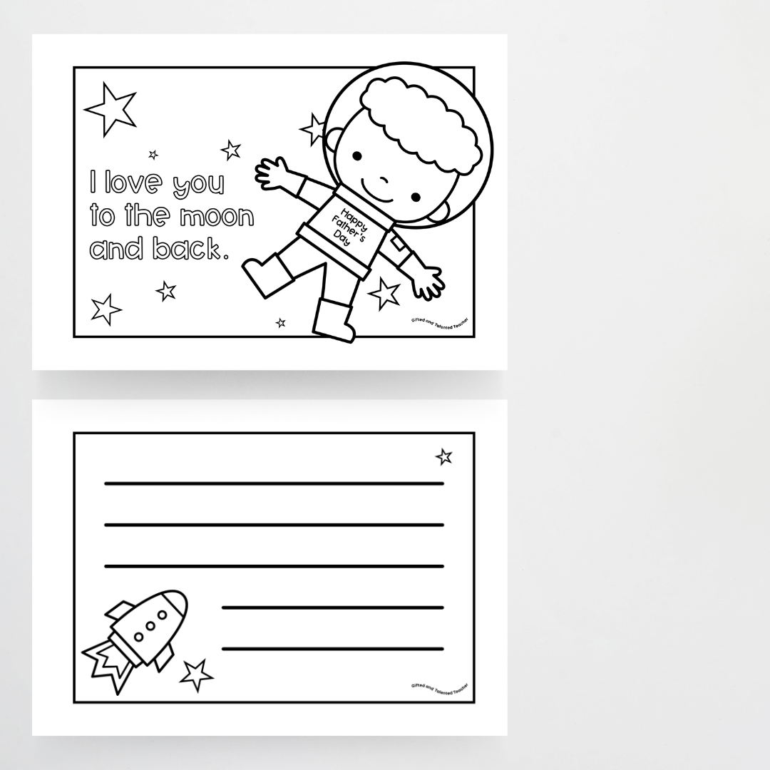 Space-Themed Father's Day Cards for the Classroom