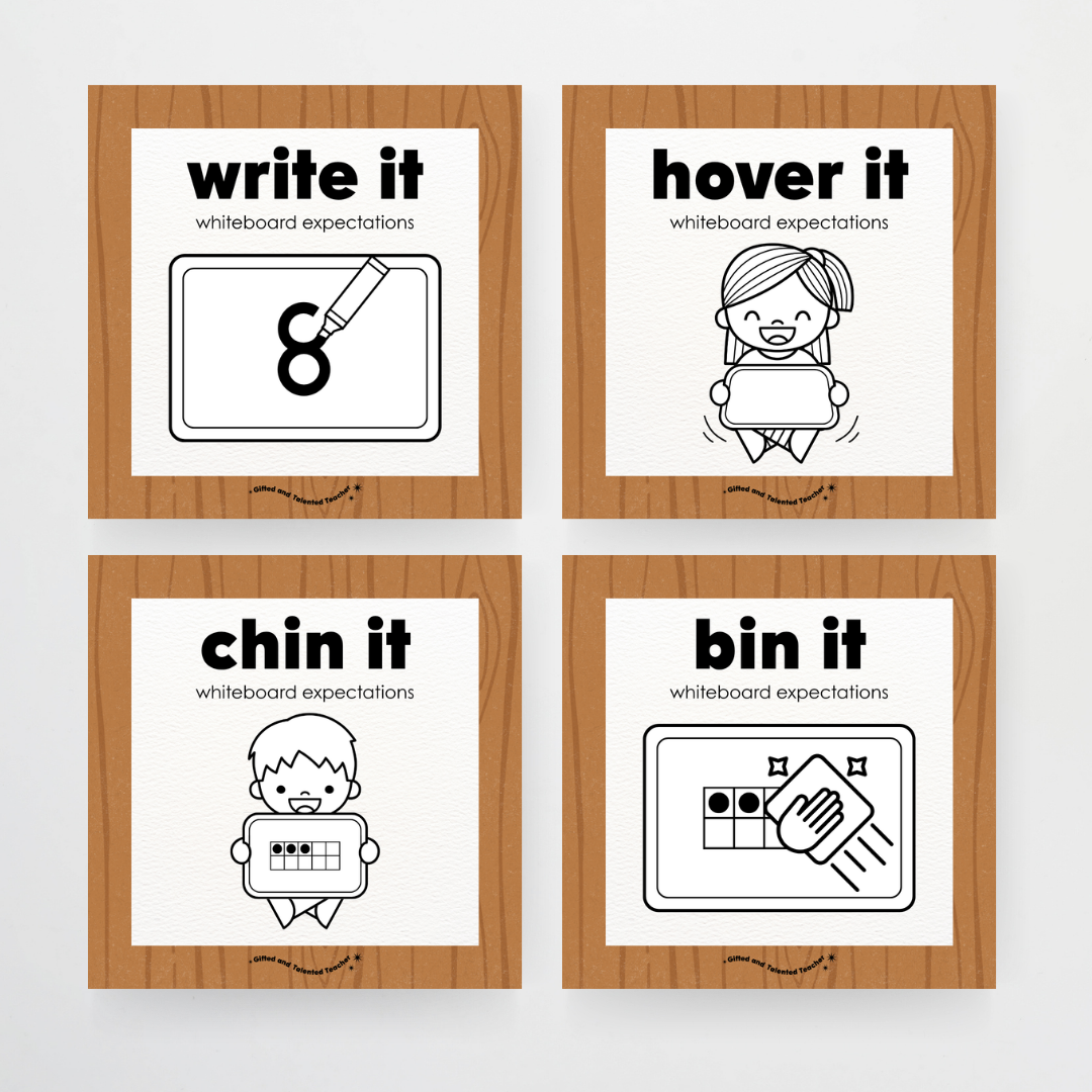 Mini Whiteboard Expectations, Prompts and Cues: Square Icons - Back To School Classroom Decor