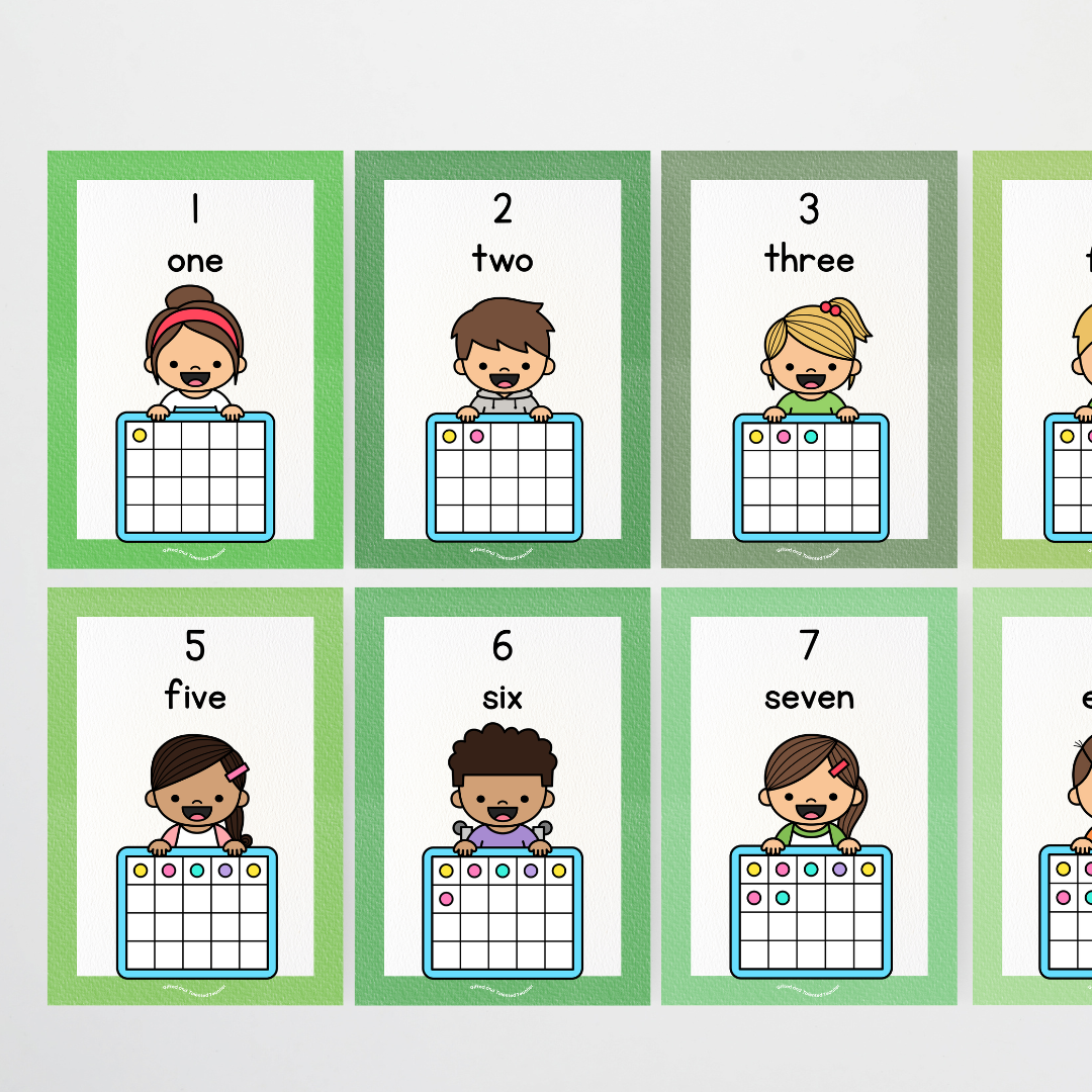Ten Frames Posters - Place Value Posters: Numbers 0-20 Leafy Greens Classroom Decor