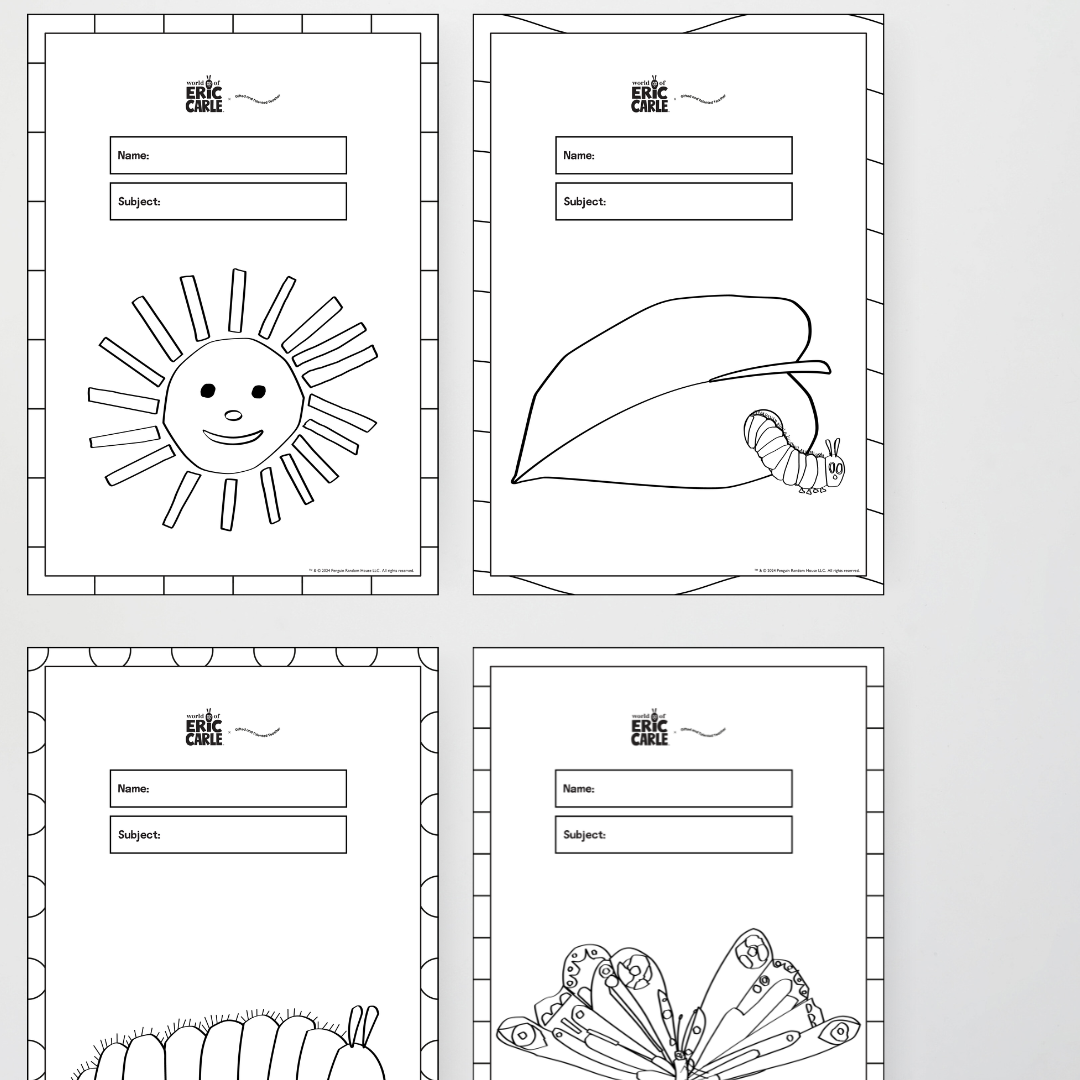 A4 Line Art Book Covers - The Very Hungry Caterpillar™ - Teacher Resources & Classroom Decor