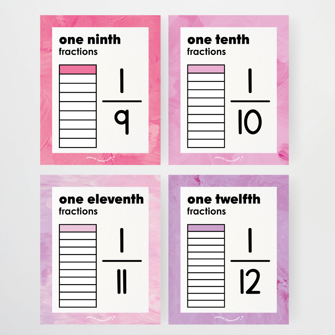 Fractions Posters Wall Display Resource - Sea Life Classroom Decor