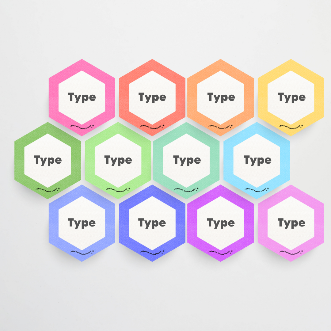 Hexagon Labels - Rainbow Classroom Decor