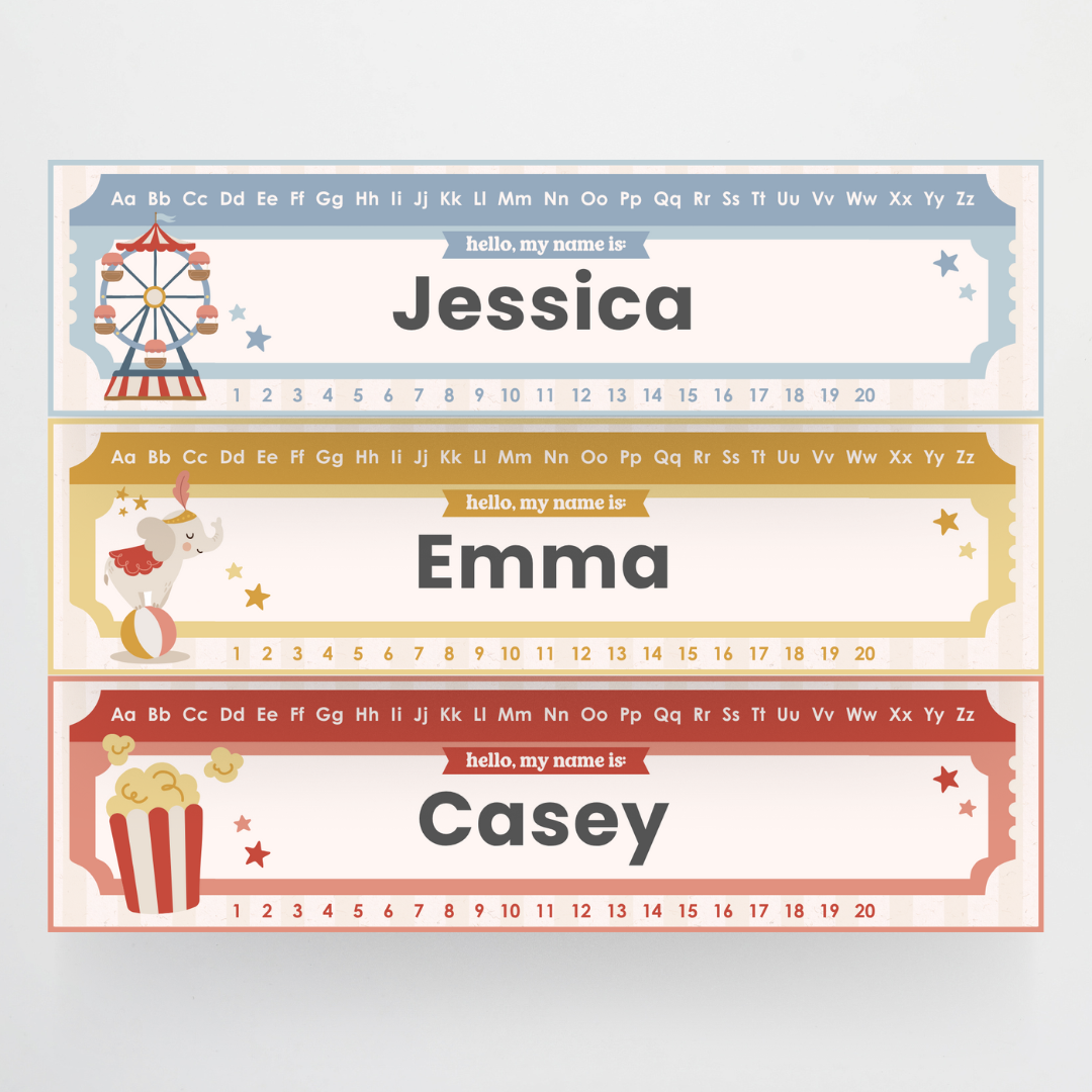 Desk Plates - Little Circus Classroom Decor