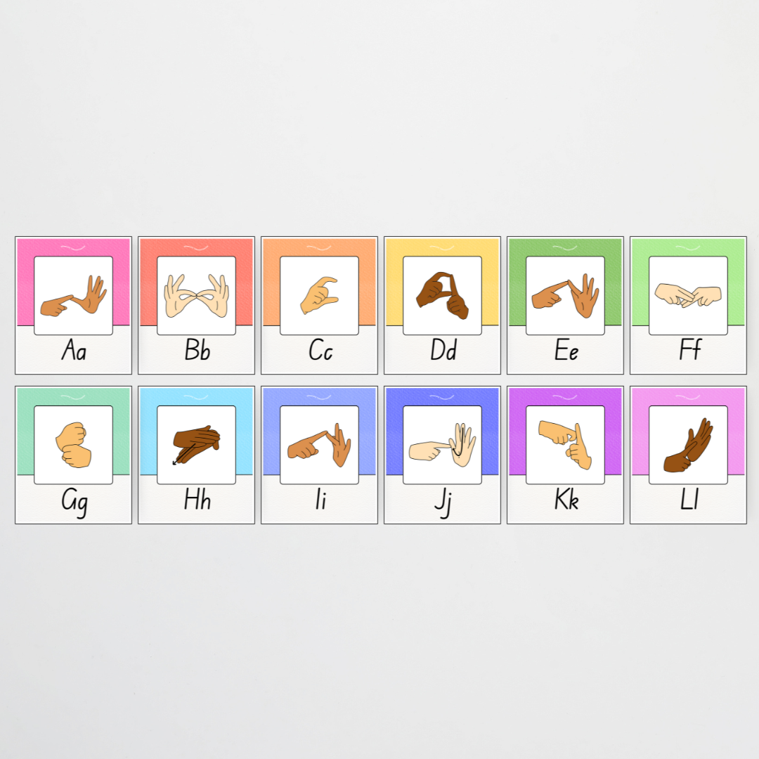Auslan Alphabet Posters - Rainbow Classroom Decor