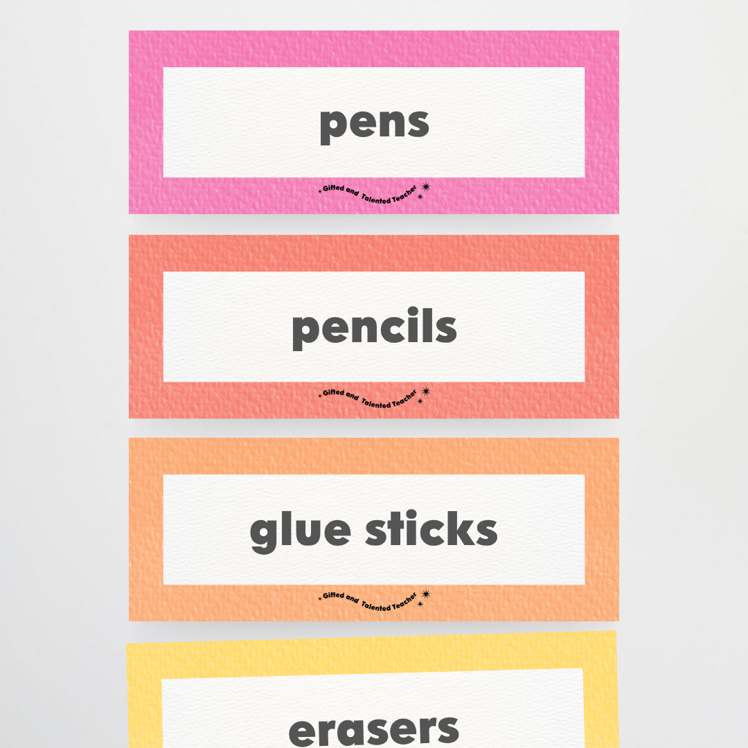 Rectangle Labels - Rainbow Classroom Decor