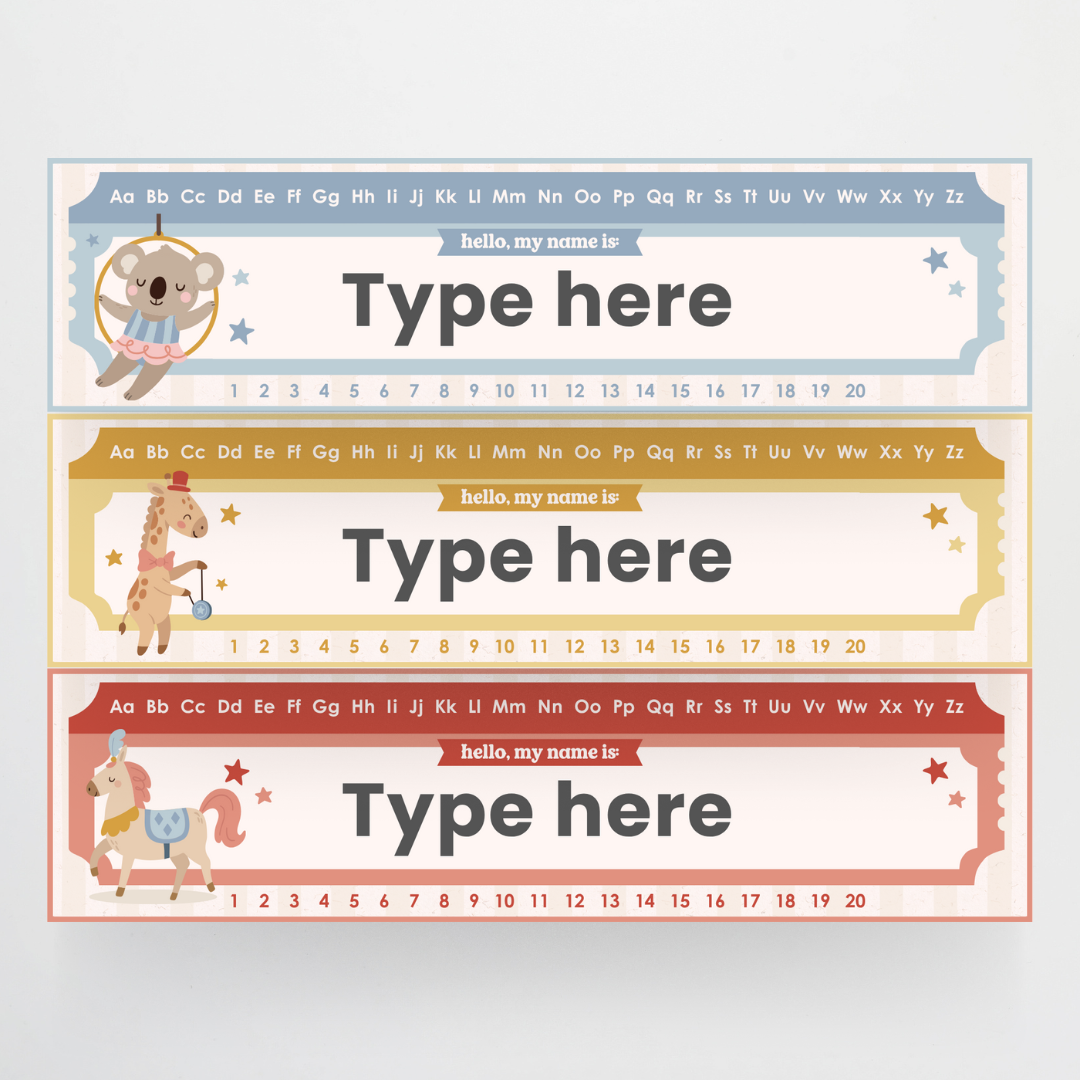 Desk Plates - Little Circus Classroom Decor