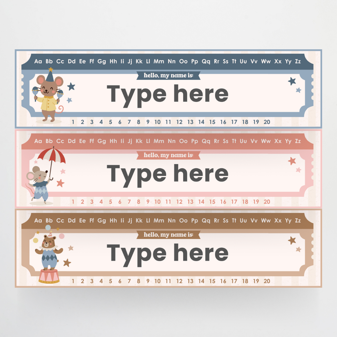 Desk Plates - Little Circus Classroom Decor