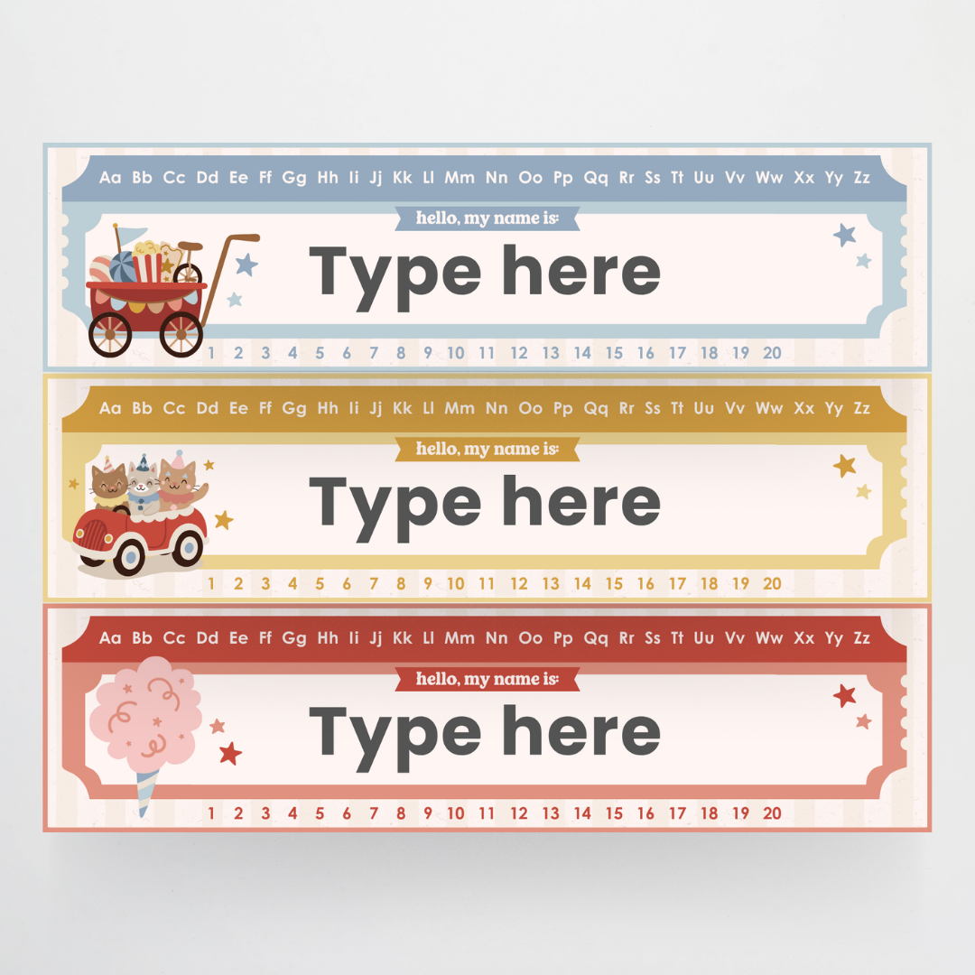 Desk Plates - Little Circus Classroom Decor