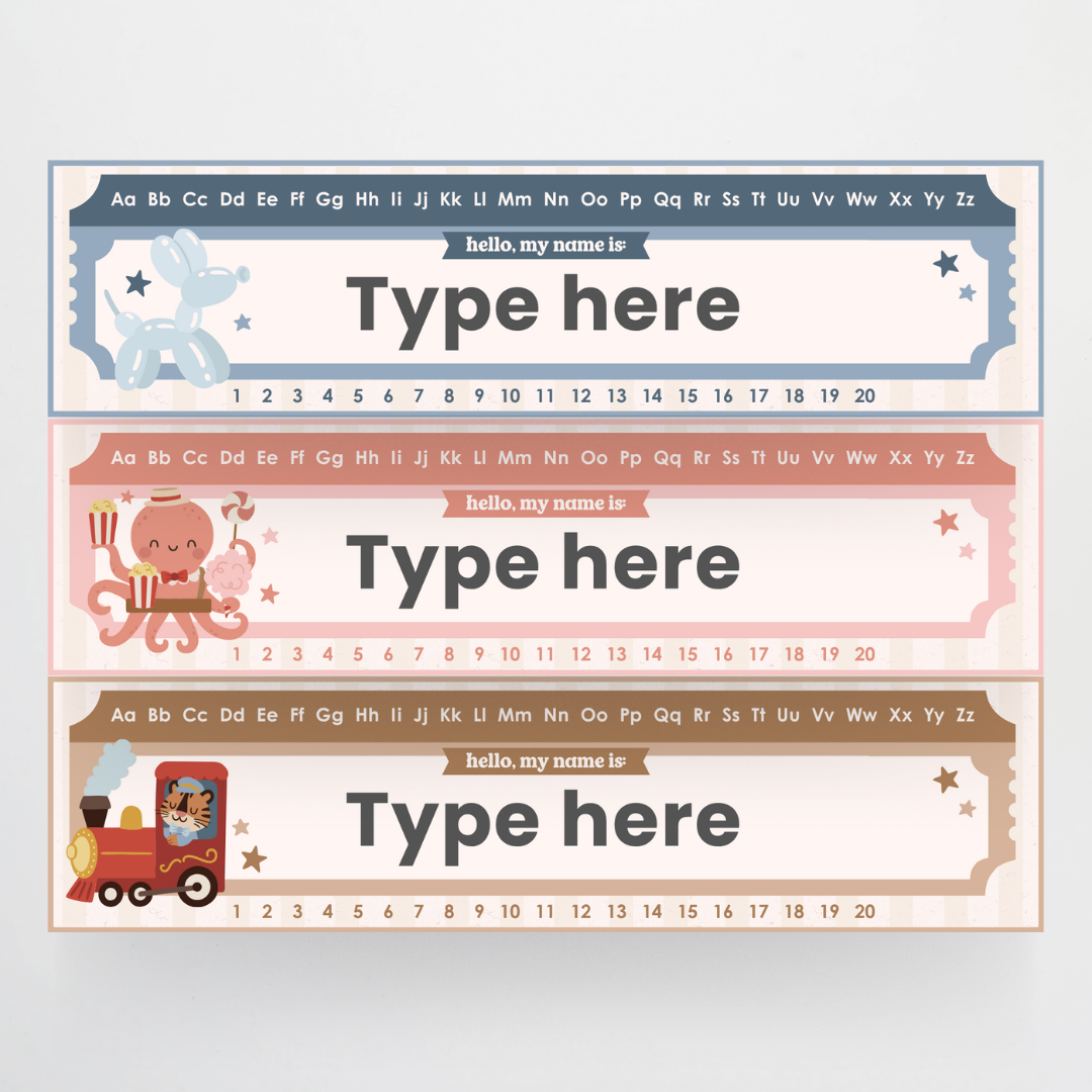 Desk Plates - Little Circus Classroom Decor