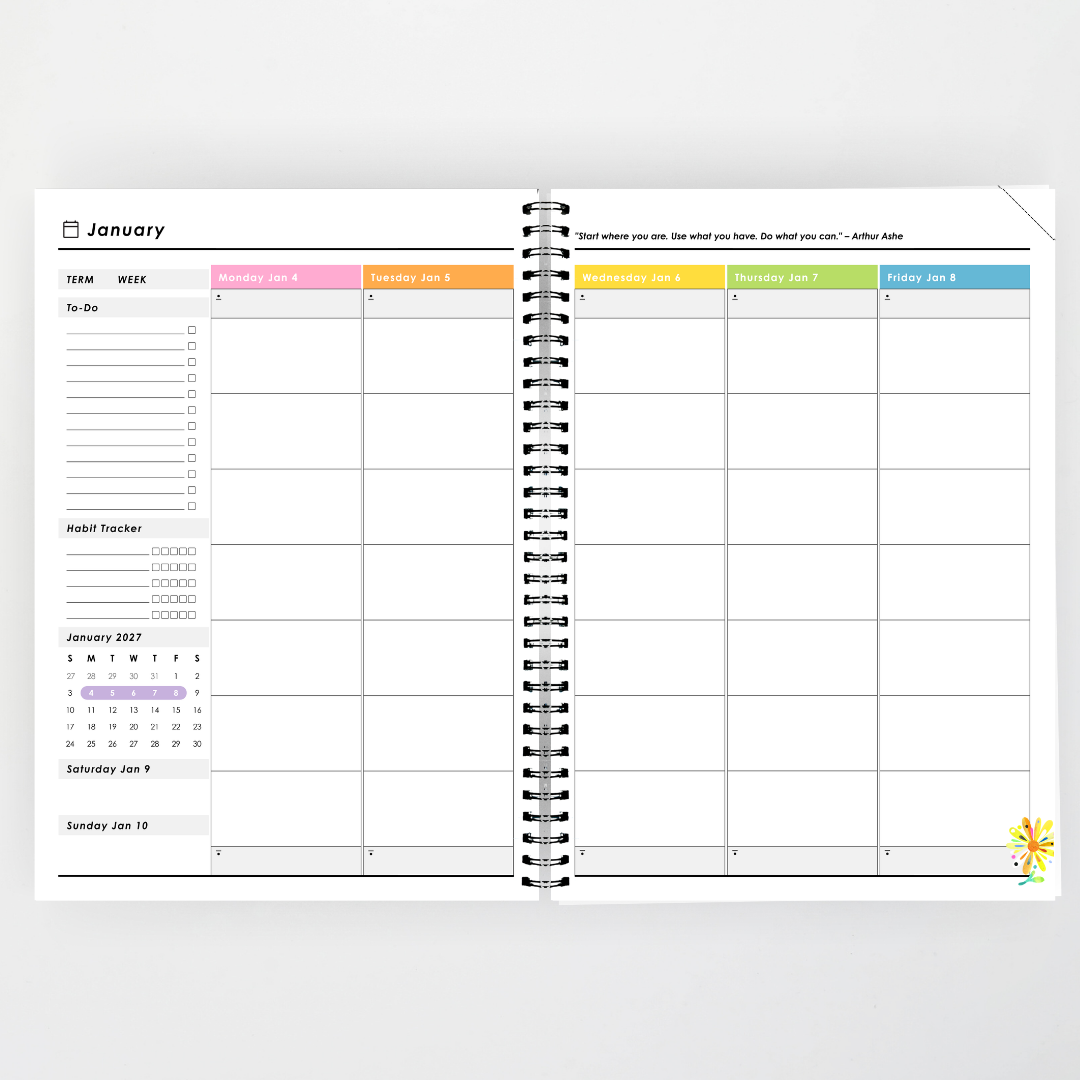 x Pete Cromer 2027 Weekly Teacher Planner: Bush Daisy - Australian Fauna and Flora Classroom Decor