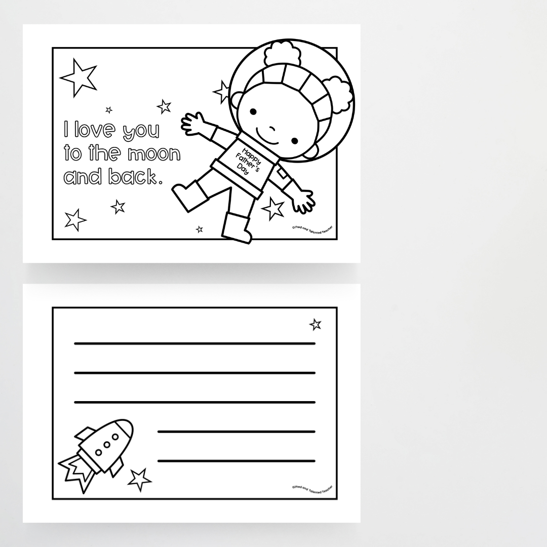 Space-Themed Father's Day Cards for the Classroom