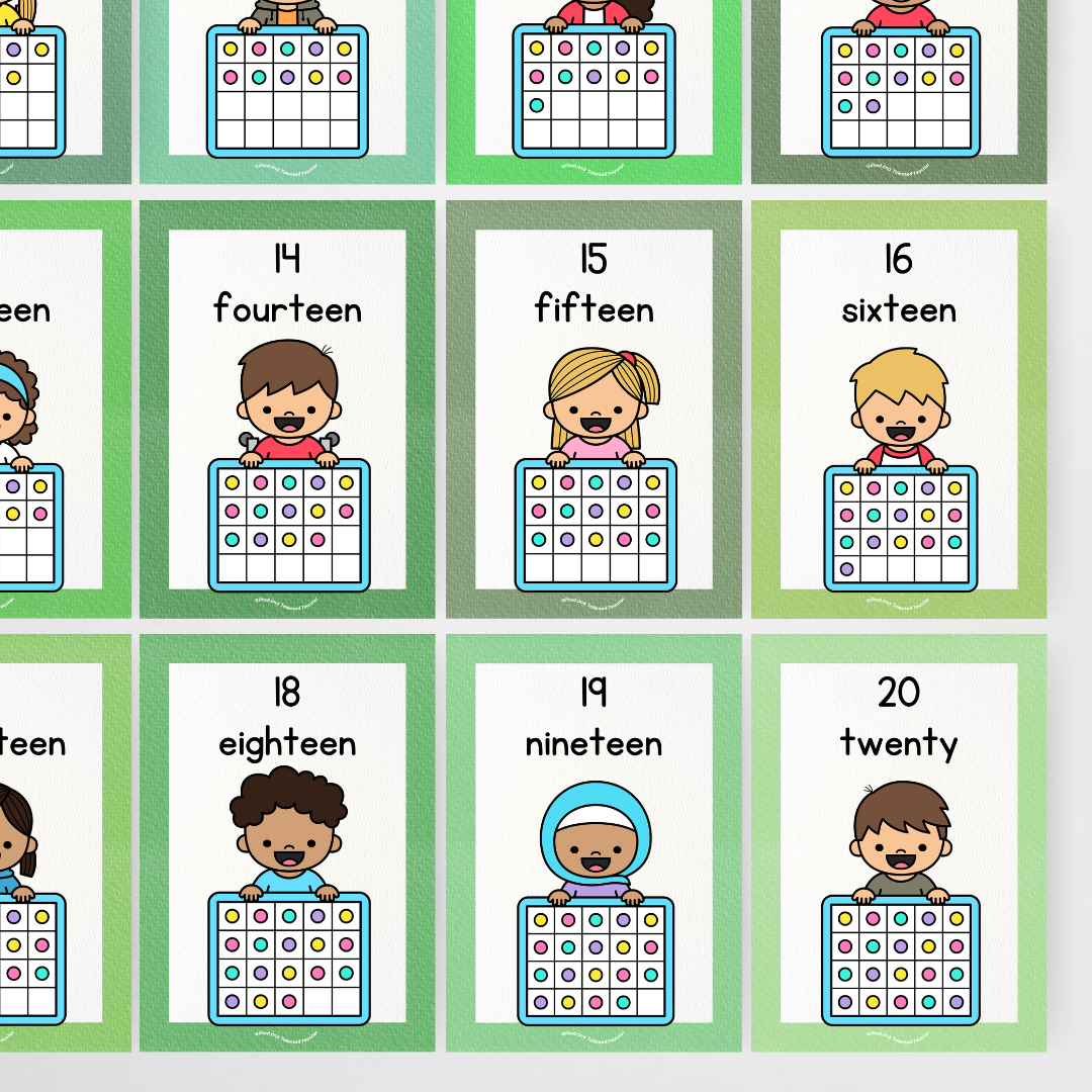 Ten Frames Posters - Place Value Posters: Numbers 0-20 Leafy Greens Classroom Decor