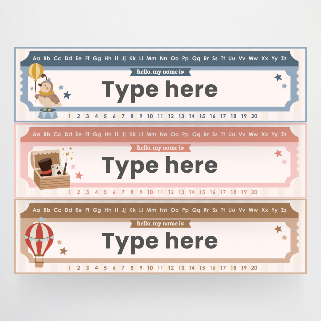 Desk Plates - Little Circus Classroom Decor