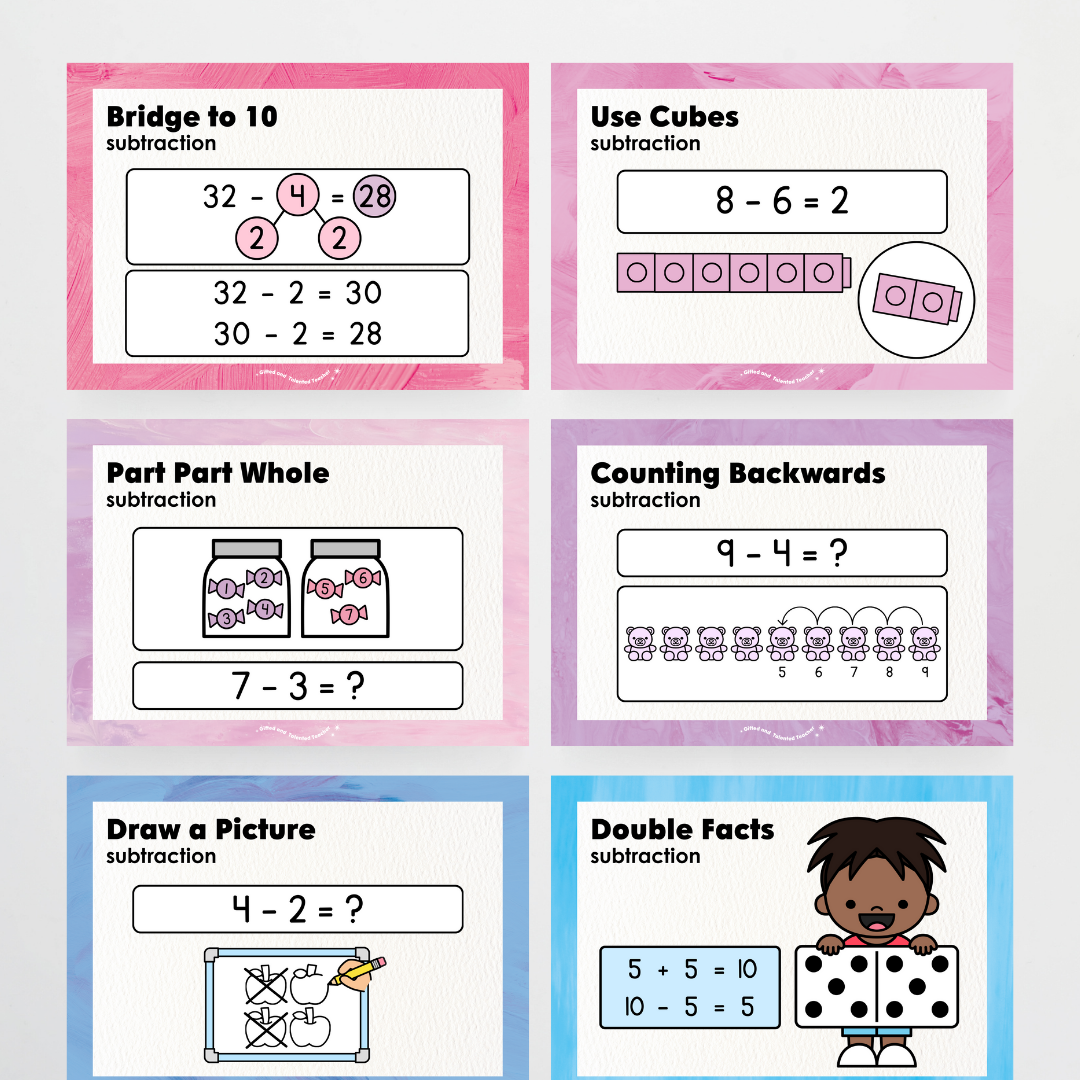 Subtraction Strategy Posters: Maths Wall Display - Sea Life Classroom Decor - Teacher Resources & Classroom Decor