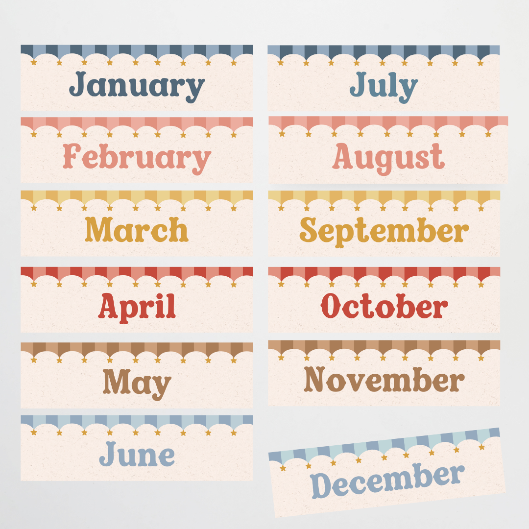 Calendar Set - Little Circus Classroom Decor