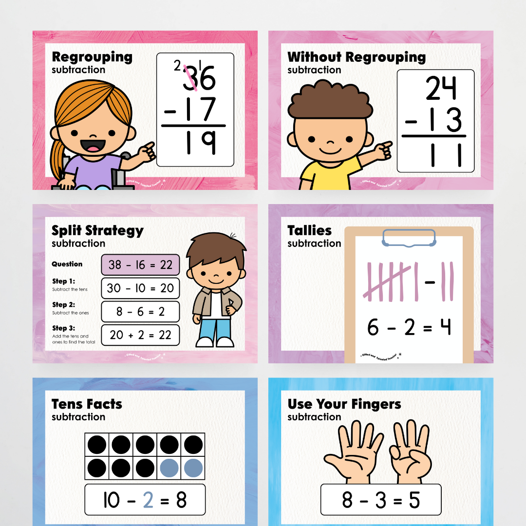 Subtraction Strategy Posters: Maths Wall Display - Sea Life Classroom Decor - Teacher Resources & Classroom Decor