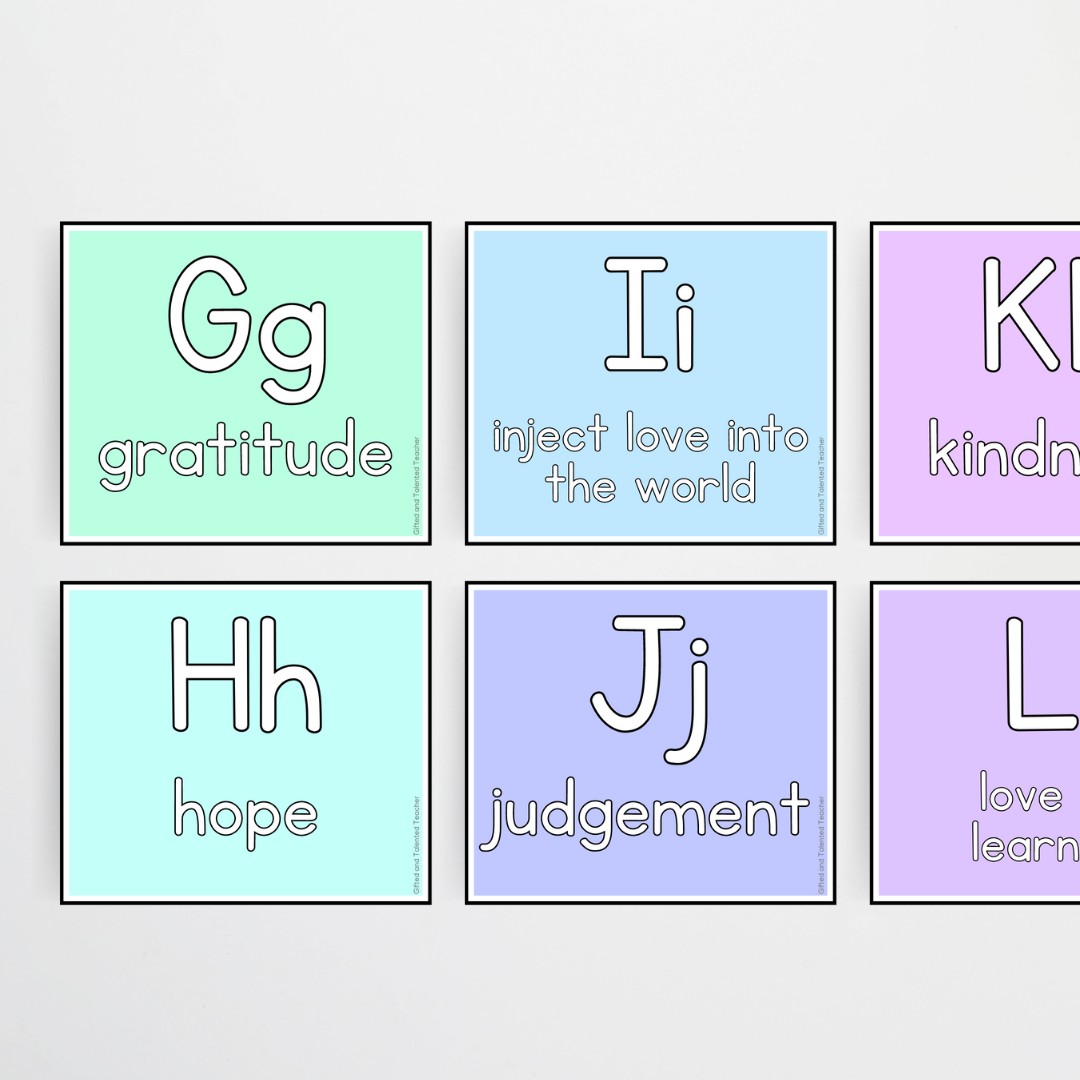 A-Z Character Strengths - Pretty in Pastel Classroom Decor - Teacher Resources & Classroom Decor