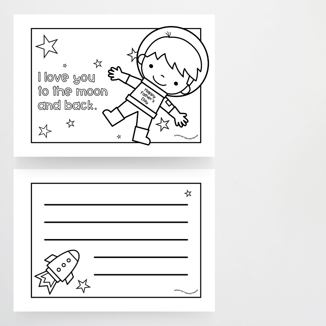 Space-Themed Father's Day Cards for the Classroom