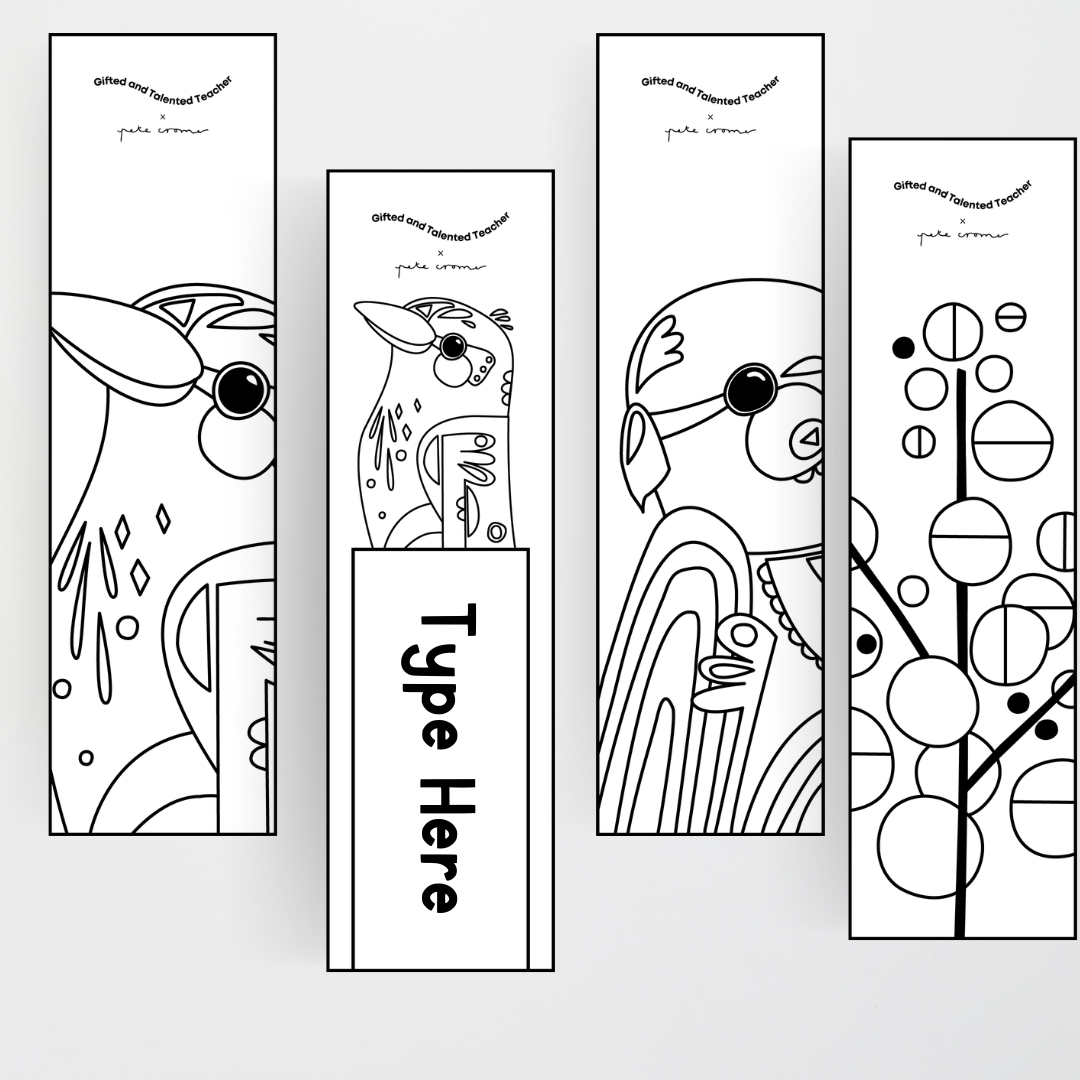 Pete Cromer: Line Art Bookmarks - Australian Fauna and Flora Classroom Decor - Teacher Resources & Classroom Decor